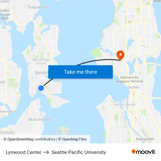 Lynwood Center to Seattle Pacific University map