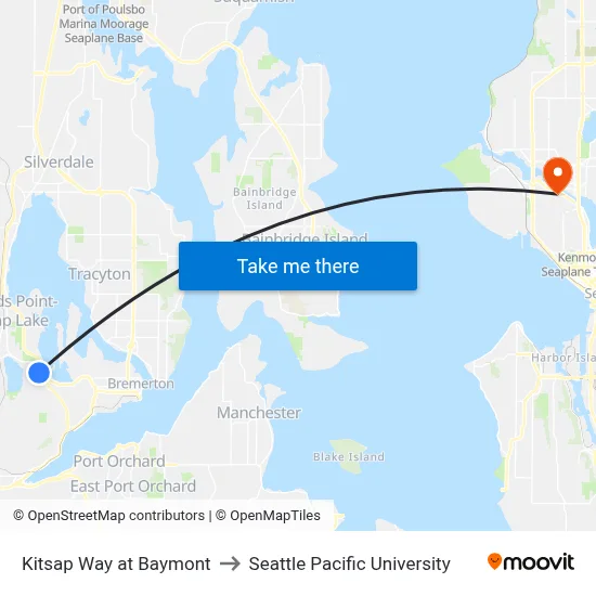 Kitsap Way at Baymont to Seattle Pacific University map