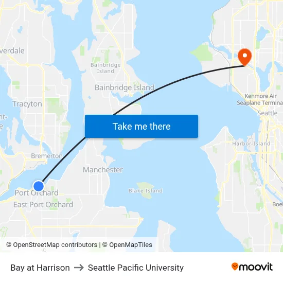 Bay at Harrison to Seattle Pacific University map