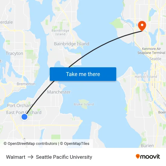 Walmart to Seattle Pacific University map