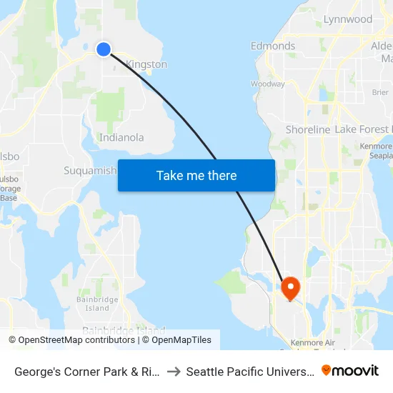 George's Corner Park & Ride to Seattle Pacific University map