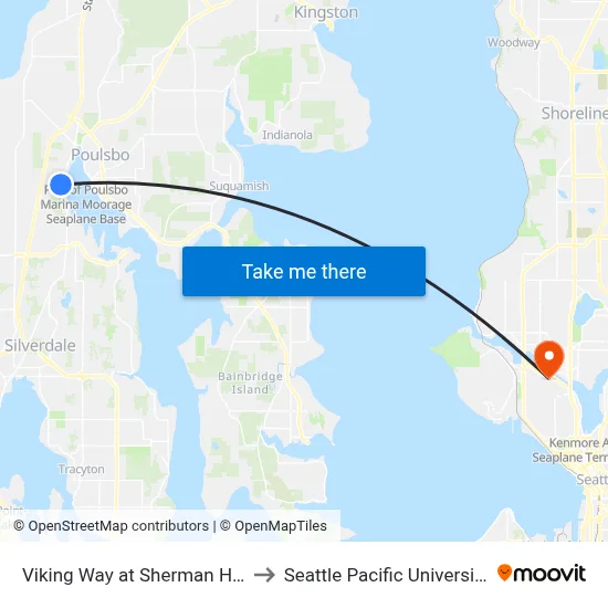 Viking Way at Sherman Hill to Seattle Pacific University map