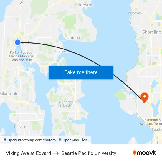 Viking Ave at Edvard to Seattle Pacific University map