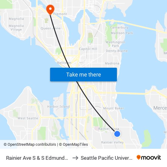 Rainier Ave S & S Edmunds St to Seattle Pacific University map