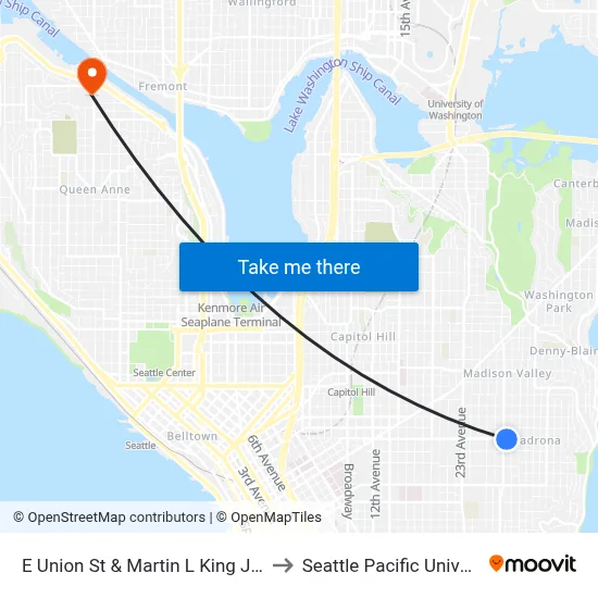 E Union St & Martin L King Jr Way to Seattle Pacific University map