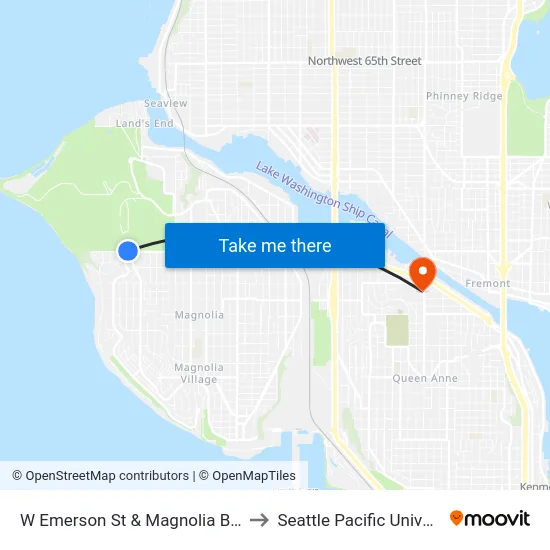 W Emerson St & Magnolia Blvd W to Seattle Pacific University map