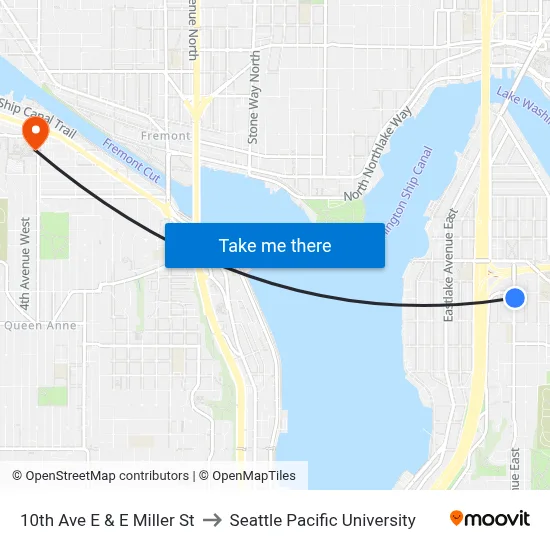 10th Ave E & E Miller St to Seattle Pacific University map