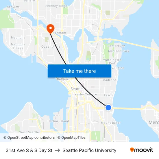 31st Ave S & S Day St to Seattle Pacific University map