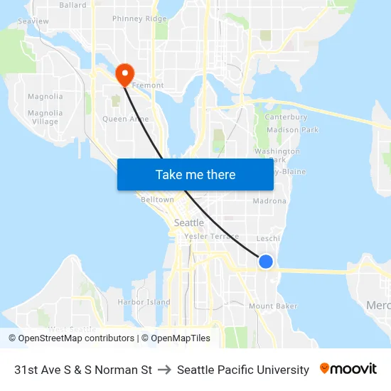 31st Ave S & S Norman St to Seattle Pacific University map
