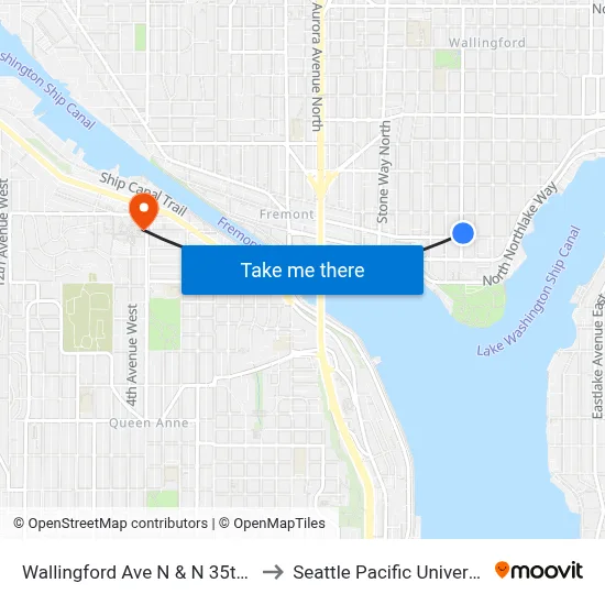 Wallingford Ave N & N 35th St to Seattle Pacific University map