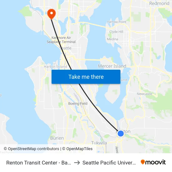 Renton Transit Center - Bay 3 to Seattle Pacific University map