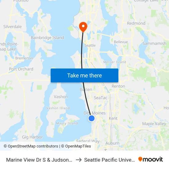 Marine View Dr S & Judson Park to Seattle Pacific University map