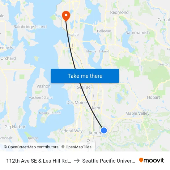 112th Ave SE & Lea Hill Rd SE to Seattle Pacific University map