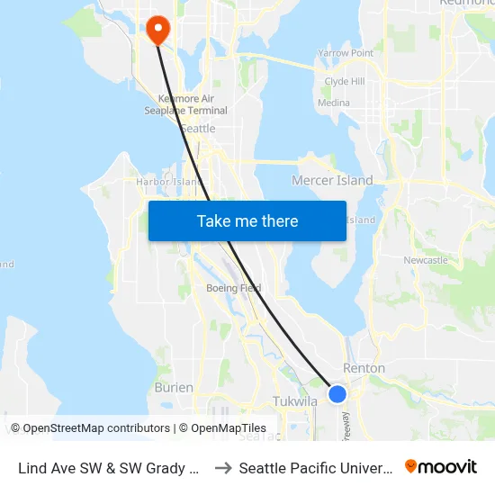 Lind Ave SW & SW Grady Way to Seattle Pacific University map