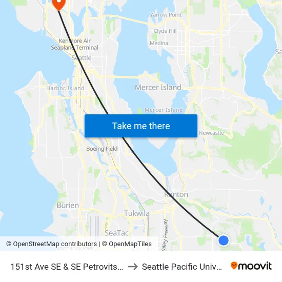151st Ave SE & SE Petrovitsky Rd to Seattle Pacific University map
