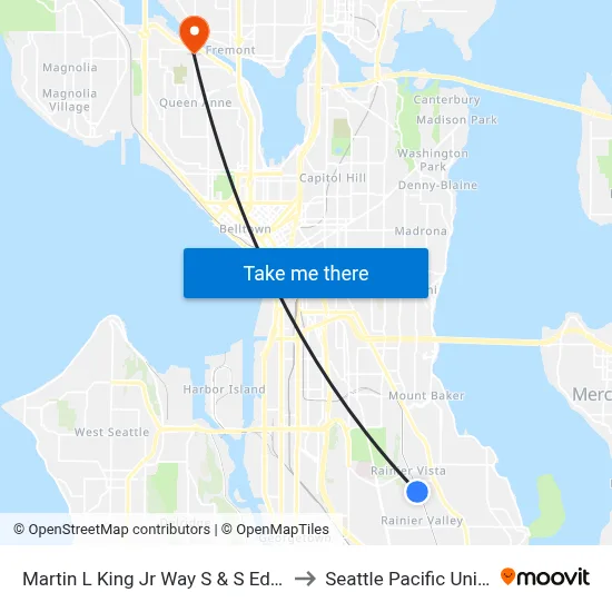 Martin L King Jr Way S & S Edmunds St to Seattle Pacific University map