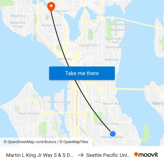 Martin L King Jr Way S & S Dawson St to Seattle Pacific University map