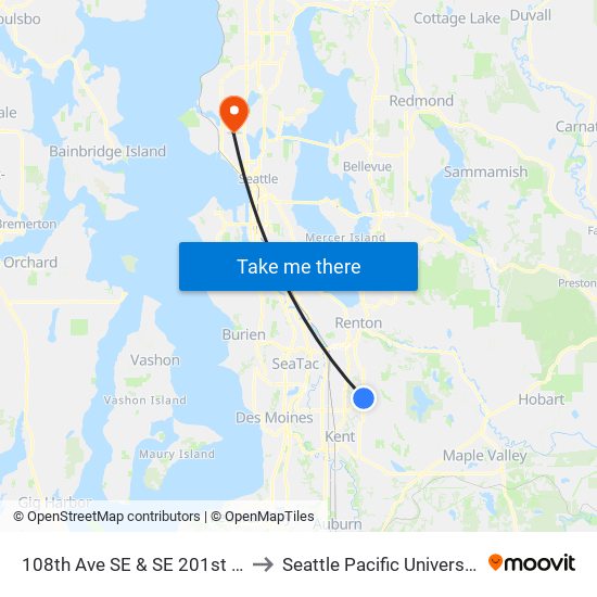 108th Ave SE & SE 201st St to Seattle Pacific University map