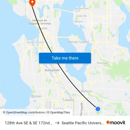 128th Ave SE & SE 172nd St to Seattle Pacific University map