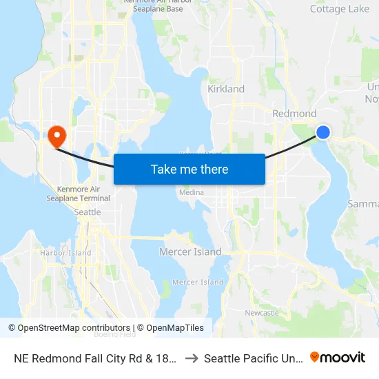 NE Redmond Fall City Rd & 185th Ave NE to Seattle Pacific University map