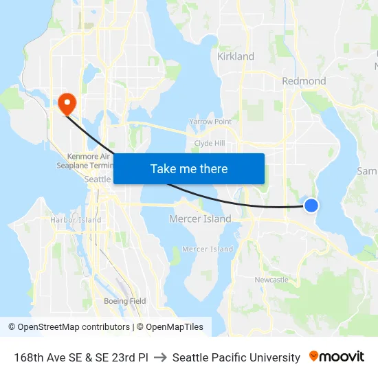 168th Ave SE & SE 23rd Pl to Seattle Pacific University map