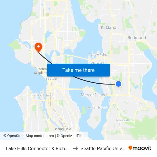 Lake Hills Connector & Richards Rd to Seattle Pacific University map