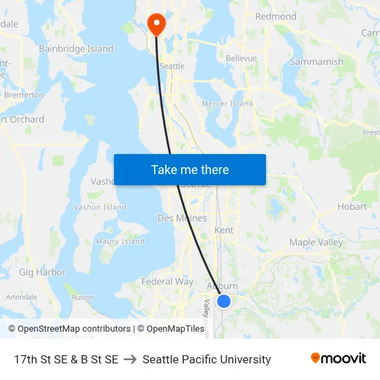 17th St SE & B St SE to Seattle Pacific University map
