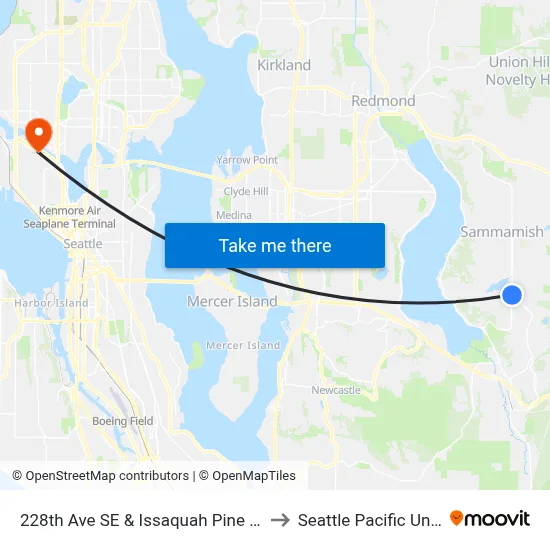 228th Ave SE & Issaquah Pine Lake Rd SE to Seattle Pacific University map