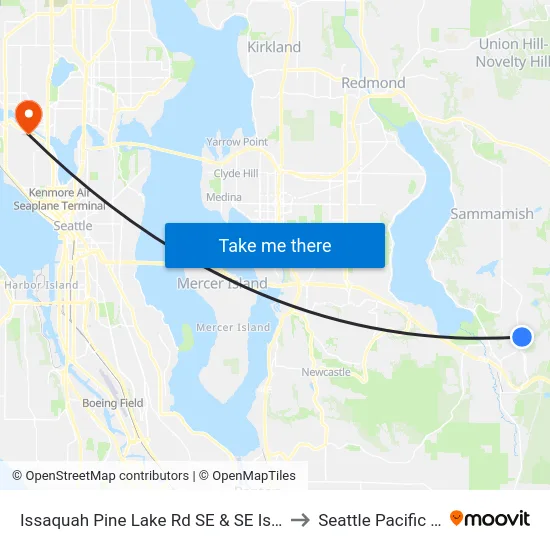 Issaquah Pine Lake Rd SE & SE Issaquah-Fall City Rd to Seattle Pacific University map