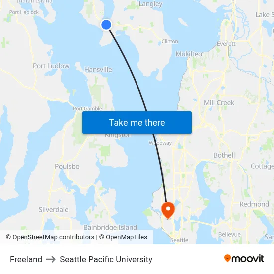 Freeland to Seattle Pacific University map