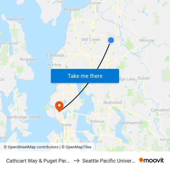 Cathcart Way & Puget Park Dr to Seattle Pacific University map