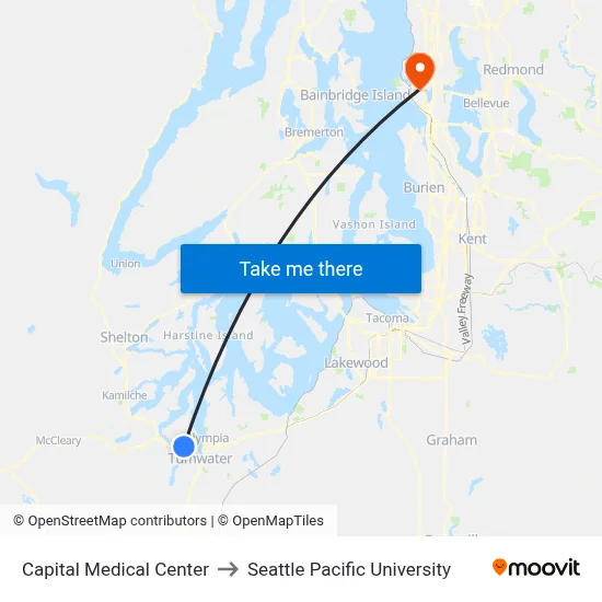 Capital Medical Center to Seattle Pacific University map
