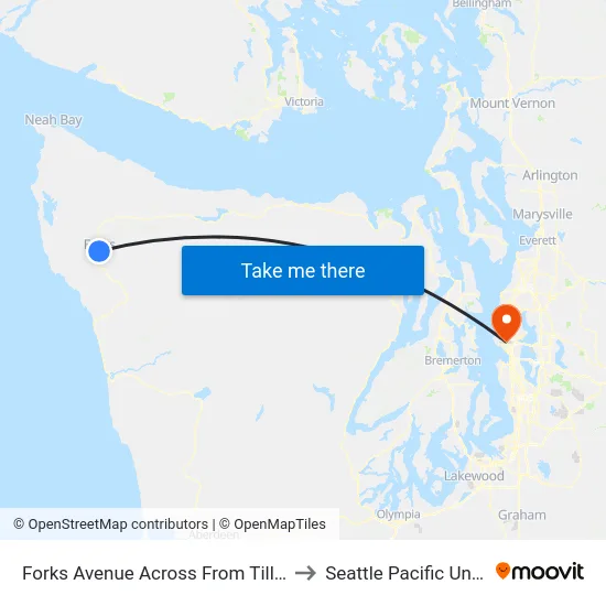 Forks Avenue Across From Tillicum Park to Seattle Pacific University map