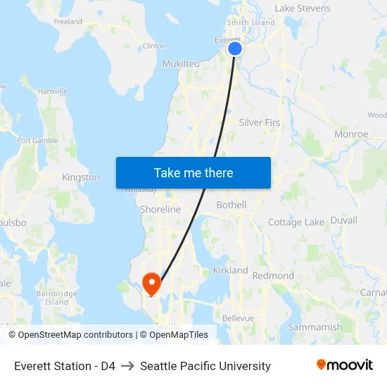 Everett Station - D4 to Seattle Pacific University map
