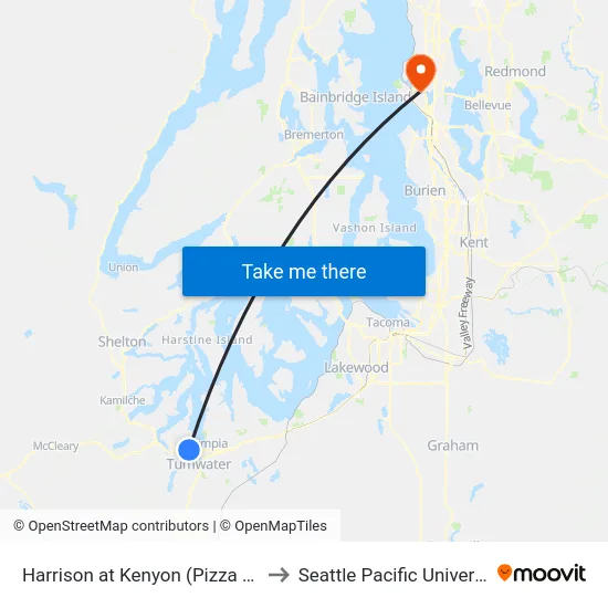 Harrison at Kenyon (Pizza Hut) to Seattle Pacific University map