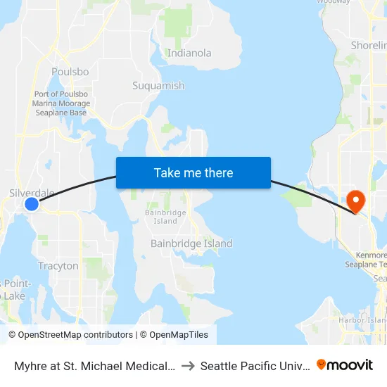 Myhre at St. Michael Medical Center to Seattle Pacific University map