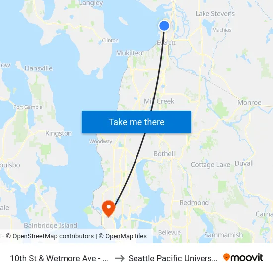10th St & Wetmore Ave - EB to Seattle Pacific University map