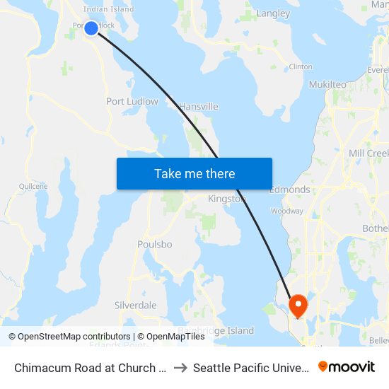 Chimacum Road at Church Lane to Seattle Pacific University map