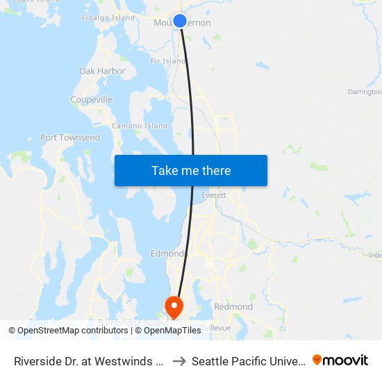 Riverside Dr. at Westwinds Motel to Seattle Pacific University map