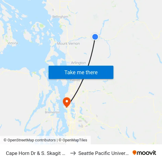 Cape Horn Dr & S. Skagit Hwy to Seattle Pacific University map