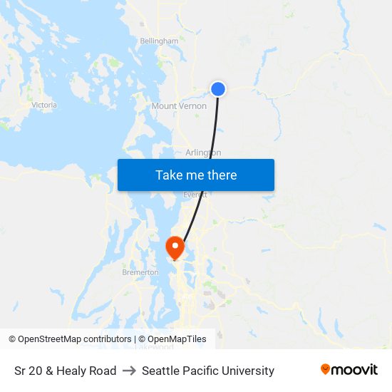 Sr 20 & Healy Road to Seattle Pacific University map