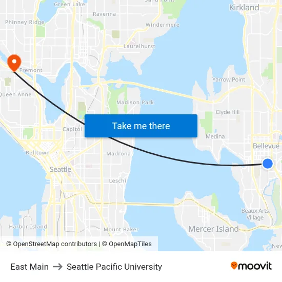 East Main to Seattle Pacific University map