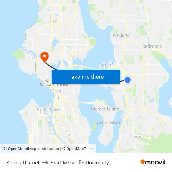 Spring District to Seattle Pacific University map
