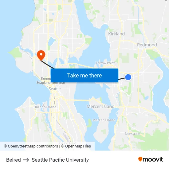 Belred to Seattle Pacific University map
