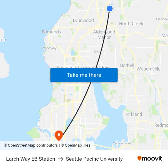 Larch Way EB Station to Seattle Pacific University map