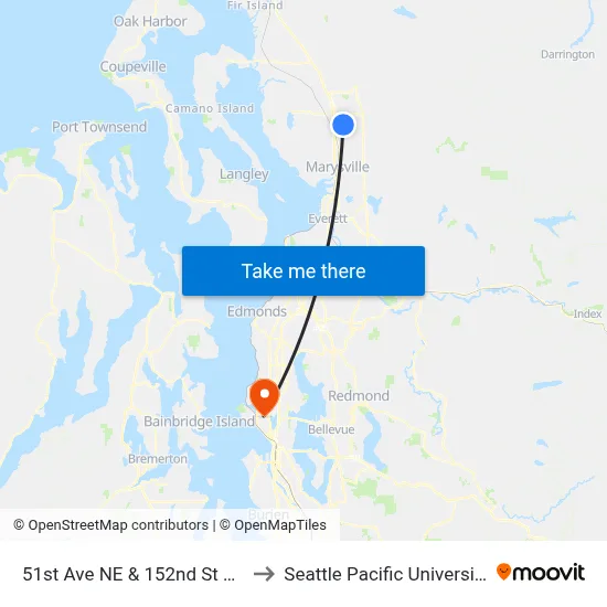51st Ave NE & 152nd St NE to Seattle Pacific University map
