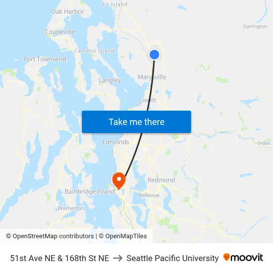 51st Ave NE & 168th St NE to Seattle Pacific University map