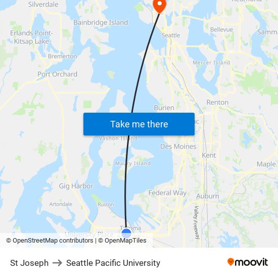 St Joseph to Seattle Pacific University map