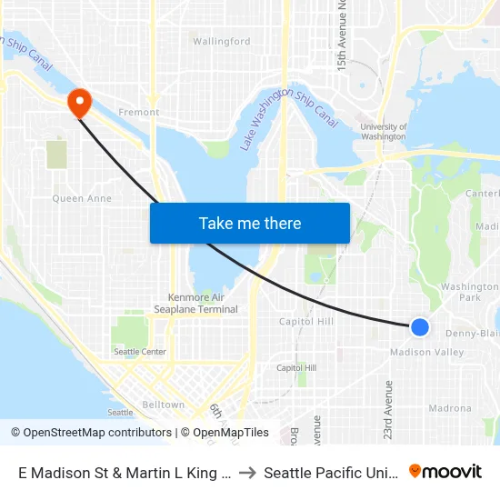 E Madison St & Martin L King Jr Way E to Seattle Pacific University map