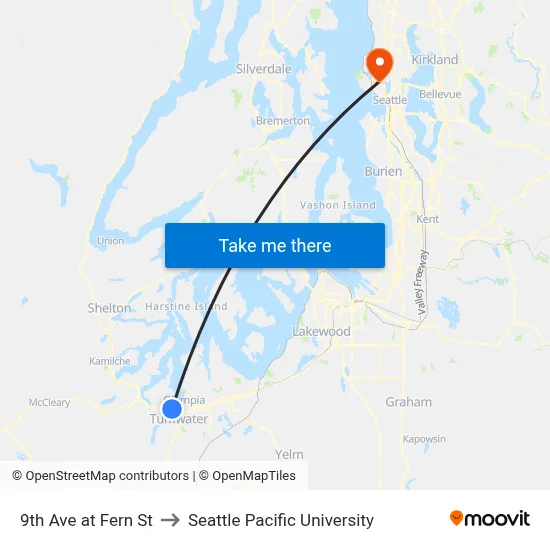 9th Ave at Fern St to Seattle Pacific University map